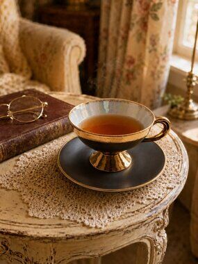 Vintage Gold Gilt and Luster Castle China Teacup and Saucer